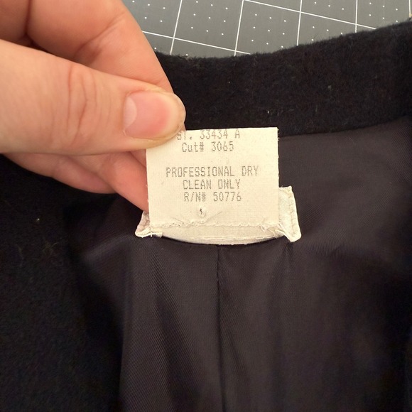 Vintage Moda Womens 16 Black Wool Blazer Military Double Breasted Prep Epaulet - Picture 9 of 9